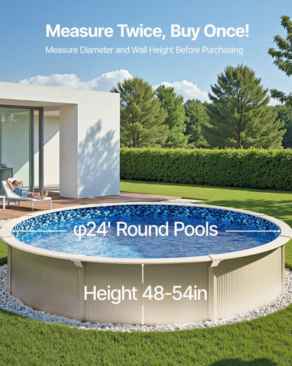 US Local Round Pool Liner 24ft Overlap Style Pool Liner 54in Wall Height Durable