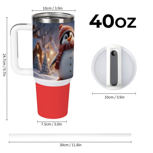 USA Local Large Capacity Car Cup Xmas Penguin_2 Red 40oz