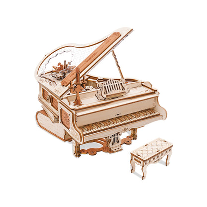 US Local Robotime 223pcs 3D Wooden Puzzle Magic Piano Mechanical Music Box Toy Gift Desk Gift For Men Women Hobby AMK81