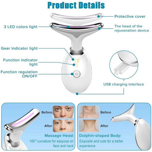 US Local Neck Face Massager Face Sculpting Tool 3 Colour Modes And Vibration For Facial Massager For Double Chin