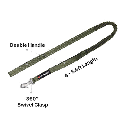 US Local PETMARVEL 4-6 FT Shock Absorbing Tactical Dog Leash Dual Handle For Training