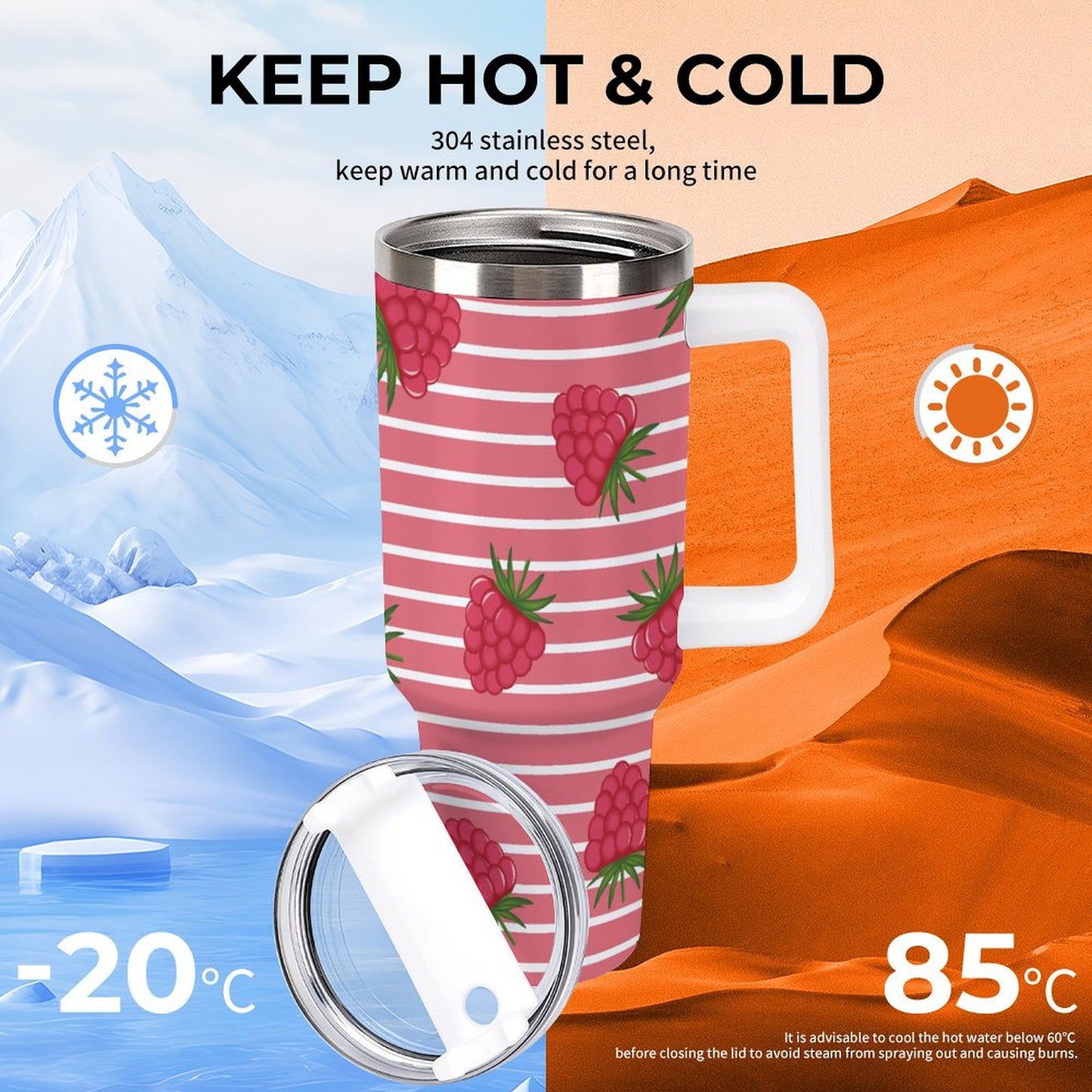 PHDT00379 POD US Local Tumbler 40 oz Large Capacity Car Cup Geometric, Strawberry, Red