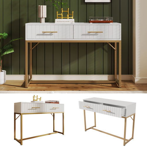 UK Local Dressing Table With 2 Drawers 75 Cm High ,Chest Of Drawers Bedroom Highboard White Sideboard Chest Of Drawers For Bedroom, White  H76.5 W100 D45 Cm