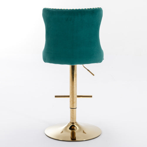 US Local Golden Swivel Velvet Barstools Adjusatble Seat Height From 25-33 Inch Green,Set Of 2