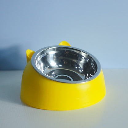 US Local Stainless Steel Dog Bowl Double Bowl Cervical Protection Oblique Mouth Hot Pet Food Basin Supplies