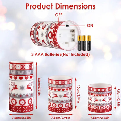 3Pcs Quantity Options Christmas Flameless LED Candles Deer Flickering Candle Lights Pillar Candles With 3 Lighting Modes Timer Remote Control