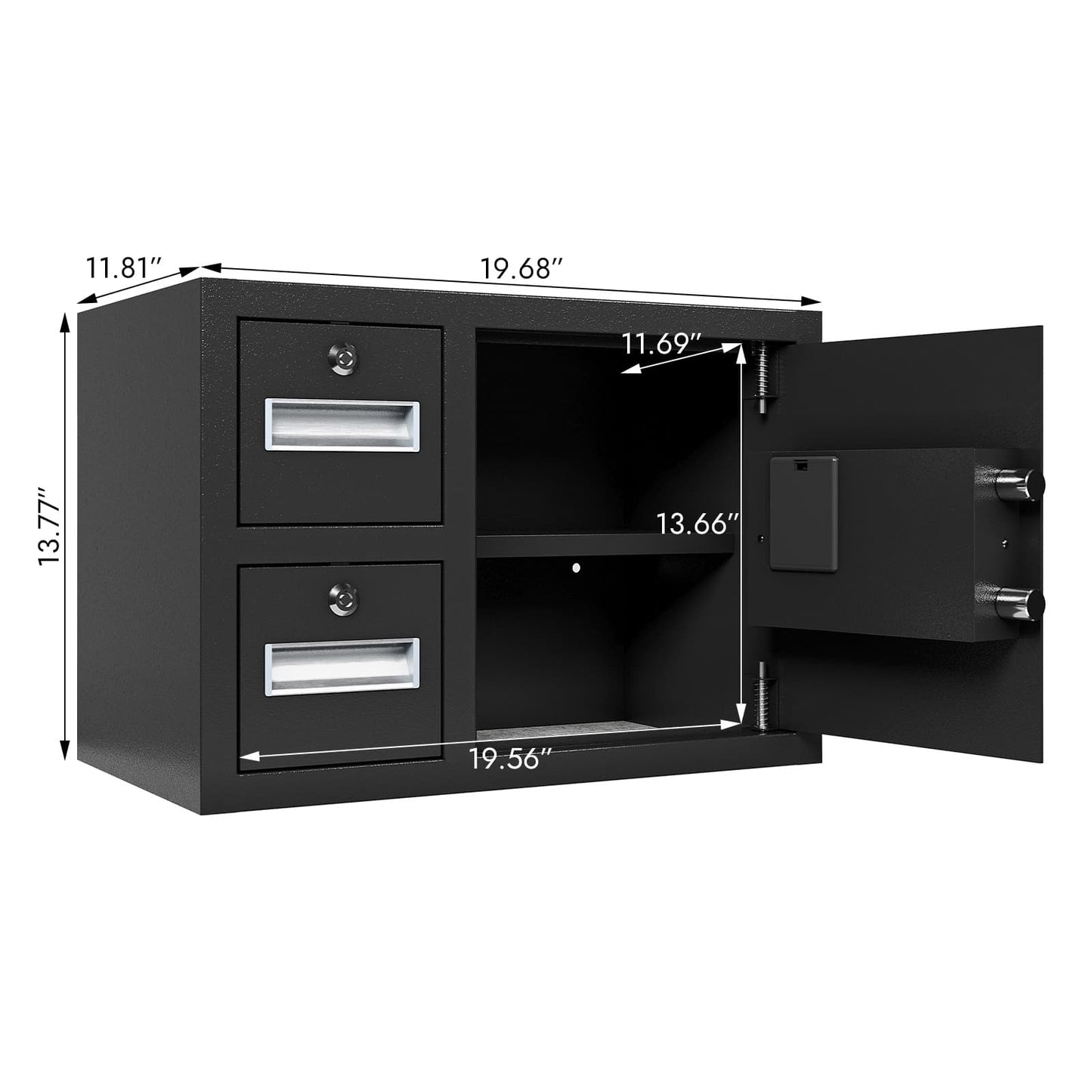 US Local Steel Security Safe And Lock Box With Electronic Keypad - Secure Cash, Jewelry, ID Documents, Black,1.85 Cubic Feet