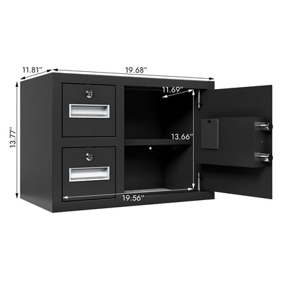 US Local Steel Security Safe And Lock Box With Electronic Keypad - Secure Cash, Jewelry, ID Documents, Black,1.85 Cubic Feet