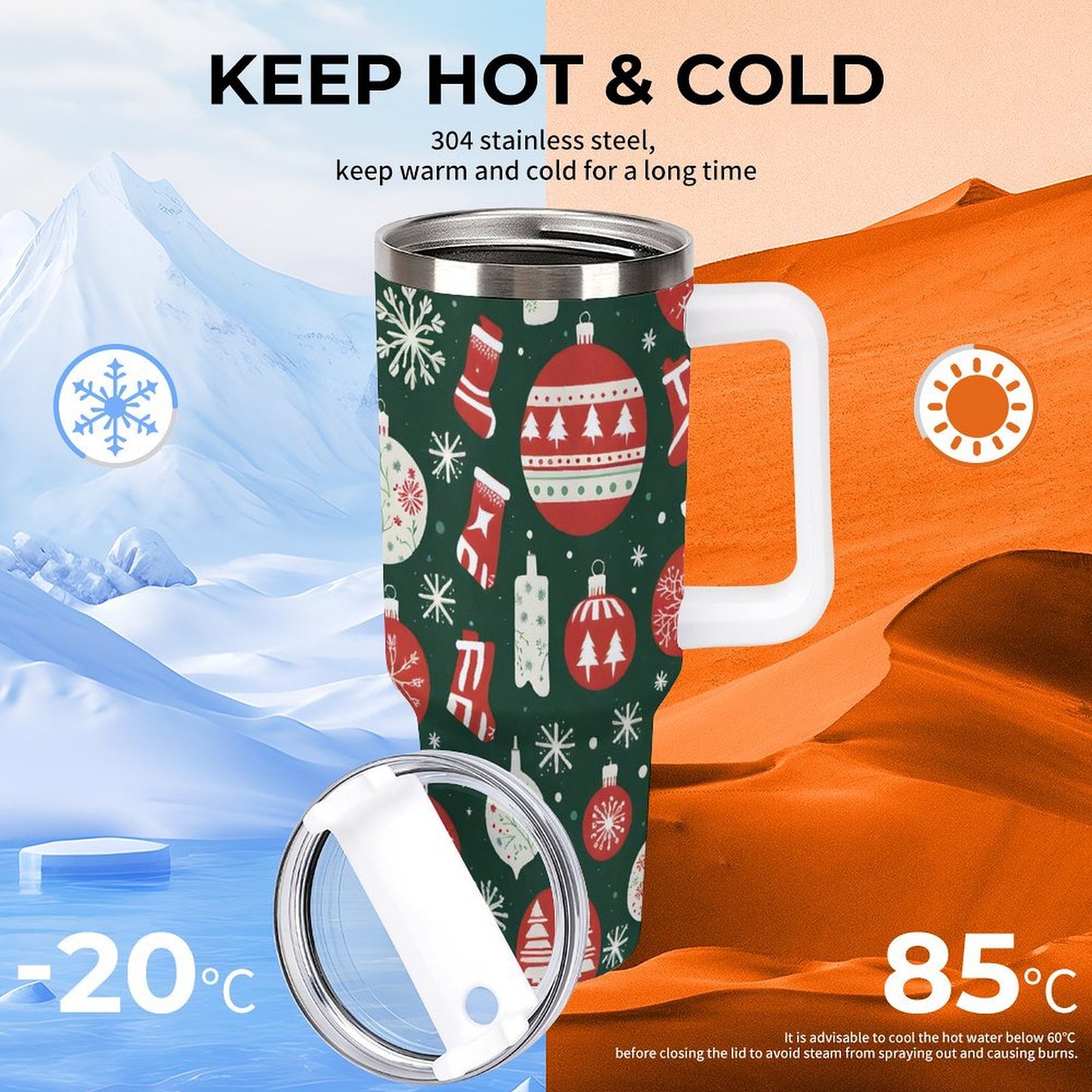 PHDT00130 POD US Local Tumbler 40 oz Large Capacity Car Cup Christmas Lights