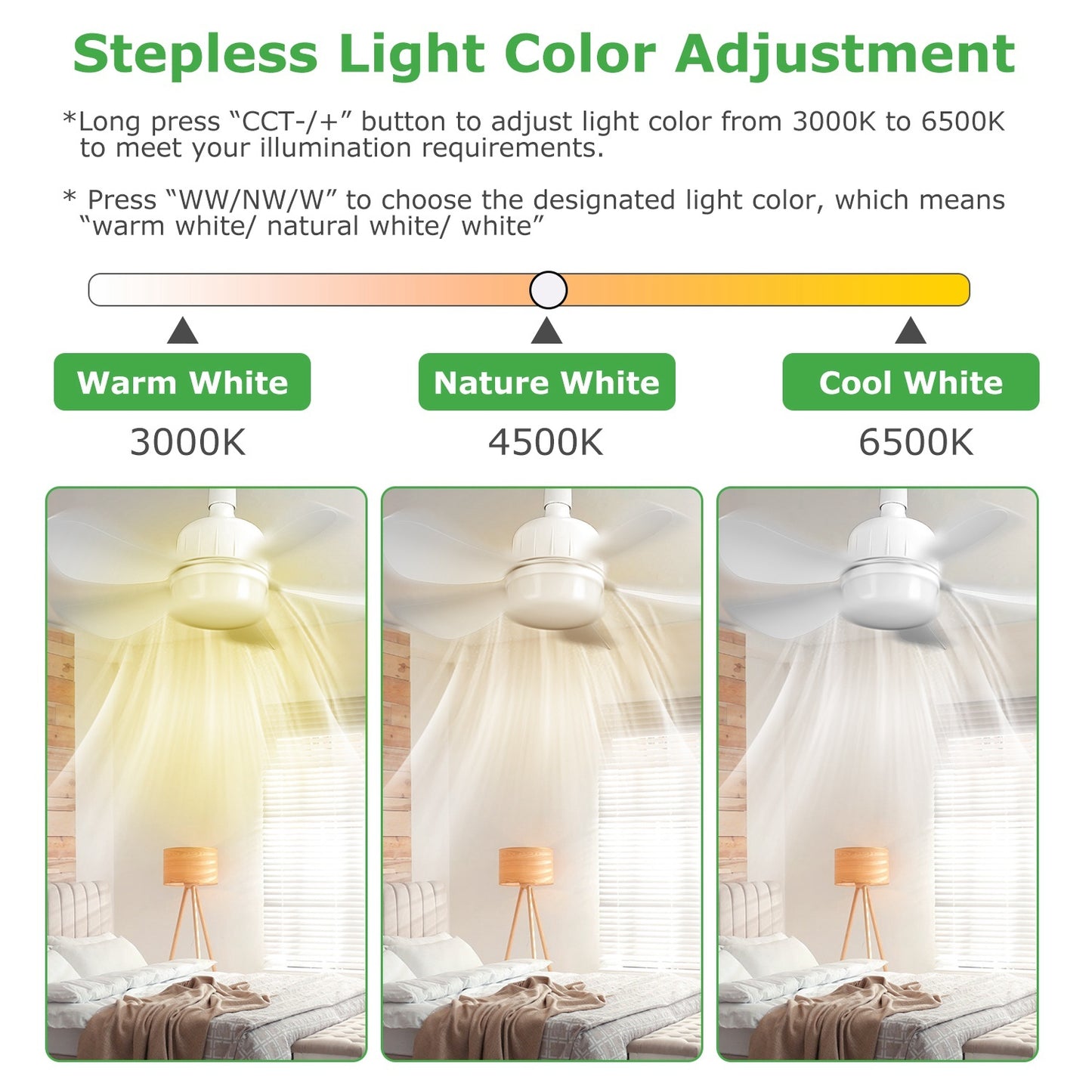 US Local 1Pc Socket Fan Light 12W Ceiling Fan With Lights Dimmable LED Ceiling Fan With 3 Fan Speed Stepless Brightness And Color Temperature Smart Timer Remote Control