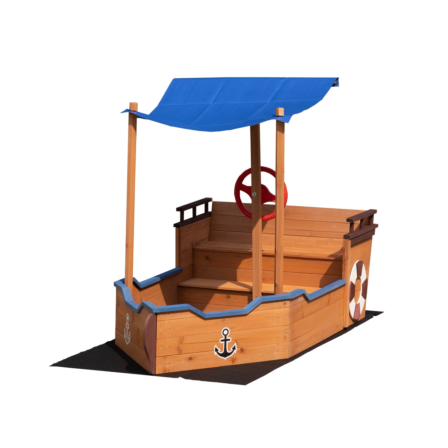 US Local Wooden Sandbox With Storage Platform And Seat For Children Outdoors