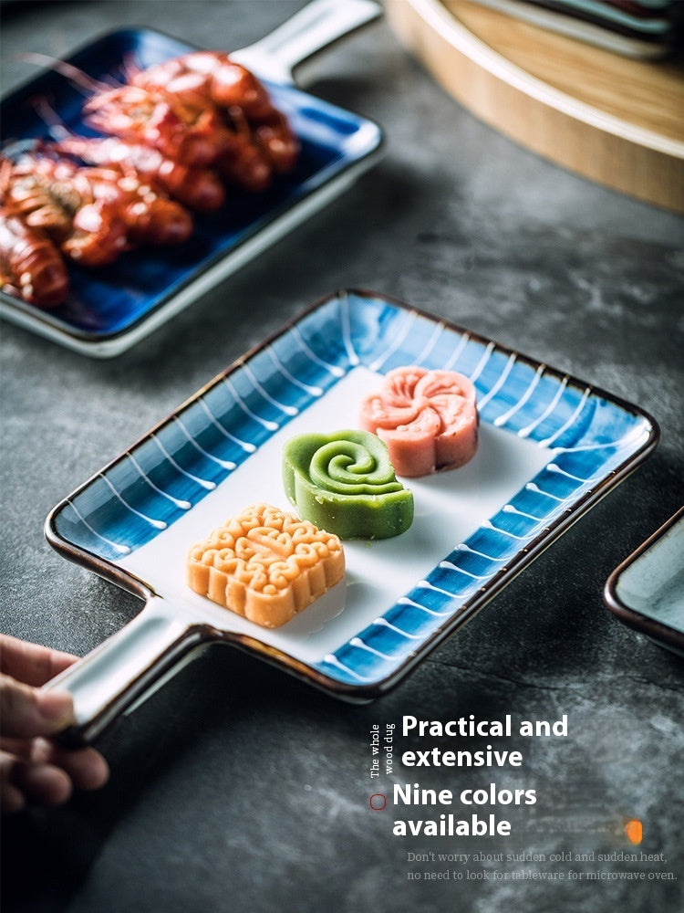 Ceramic Handle Plate Household Oven Microwave Oven Baking Plate