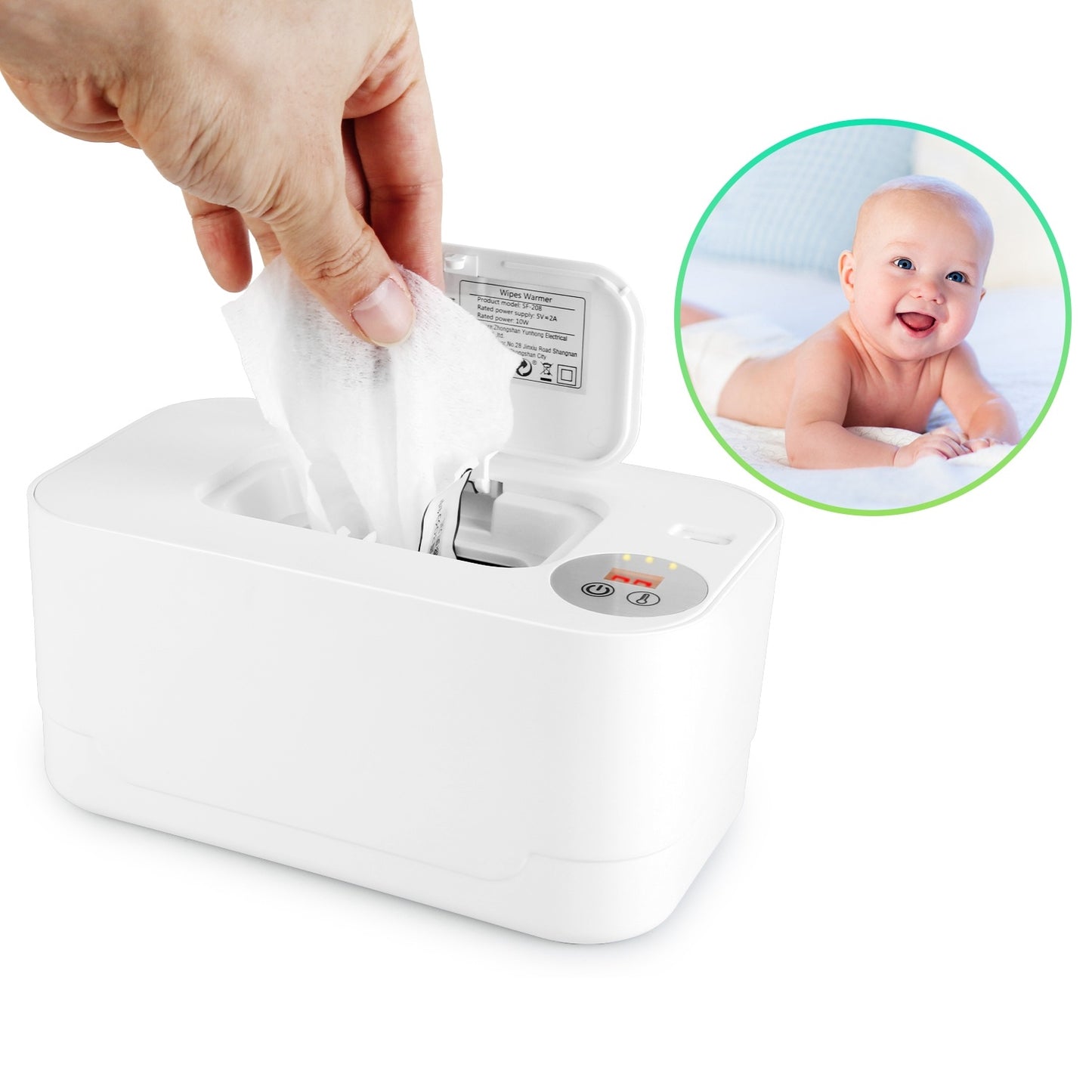 US Local 1Pc Baby Wipe Warmer With 3 Temperature Settings Type C Powered Baby Wet Wipes Dispenser With Night Light Large Capacity Diaper Wipe Warmer For Baby