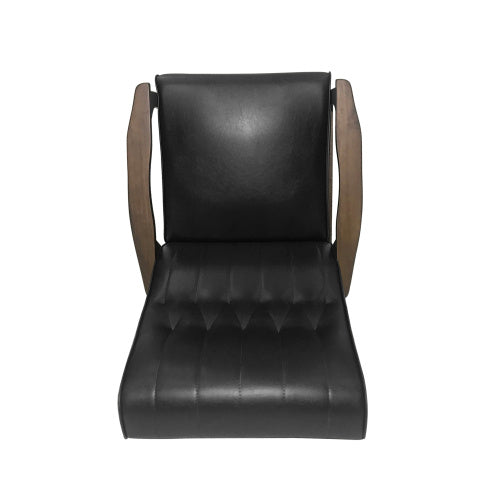 US Local Mid Century Modern Upholstered Accent Chair, Matte Black Faux Leather