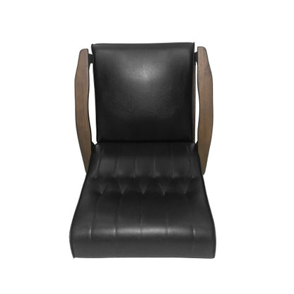 US Local Mid Century Modern Upholstered Accent Chair, Matte Black Faux Leather