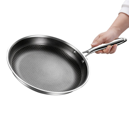 US Local 1 PC Household Kitchen Honeycomb Stainless Steel Non Stick Frying Pan,Easy To Clean, Suitable For Frying Steak, Fish, And Eggs,Suitable For All Stoves