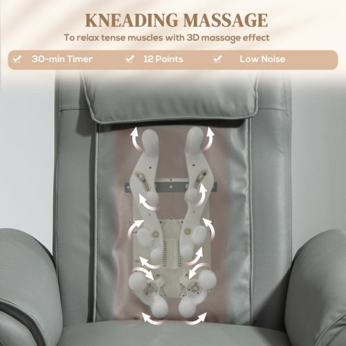 UK Local HOMCOM Recliner Armchair With 3D Kneading Massage, Breathable Leather Recliner Chair With Back Massager And Headrest, Electric Reclining Chair With Footrest, Remote, USB Port, Side Pockets For Home
