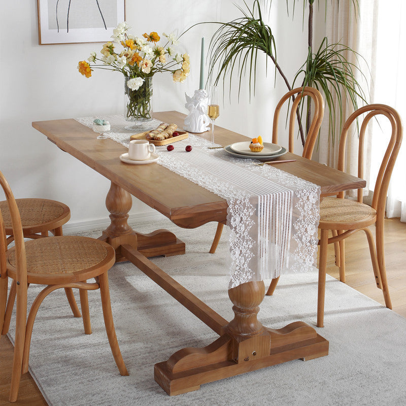 Embroidered Mesh Lace Lace Table Runner