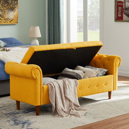 US Local Yellow Multifunctional Storage Rectangular Sofa Stool