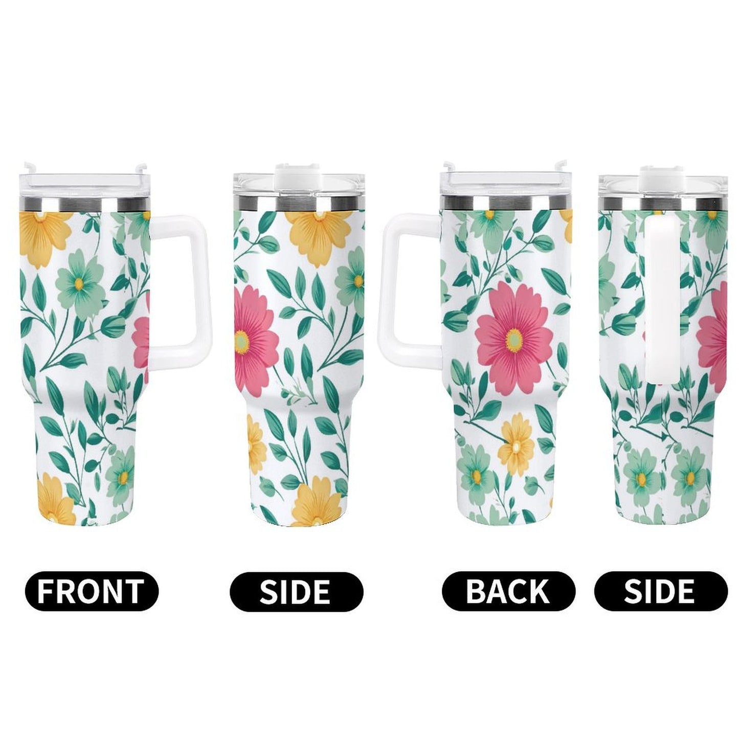 PHDT00372 POD US Local Tumbler 40 oz Large Capacity Car Cup Flowers, Leaves, Spring