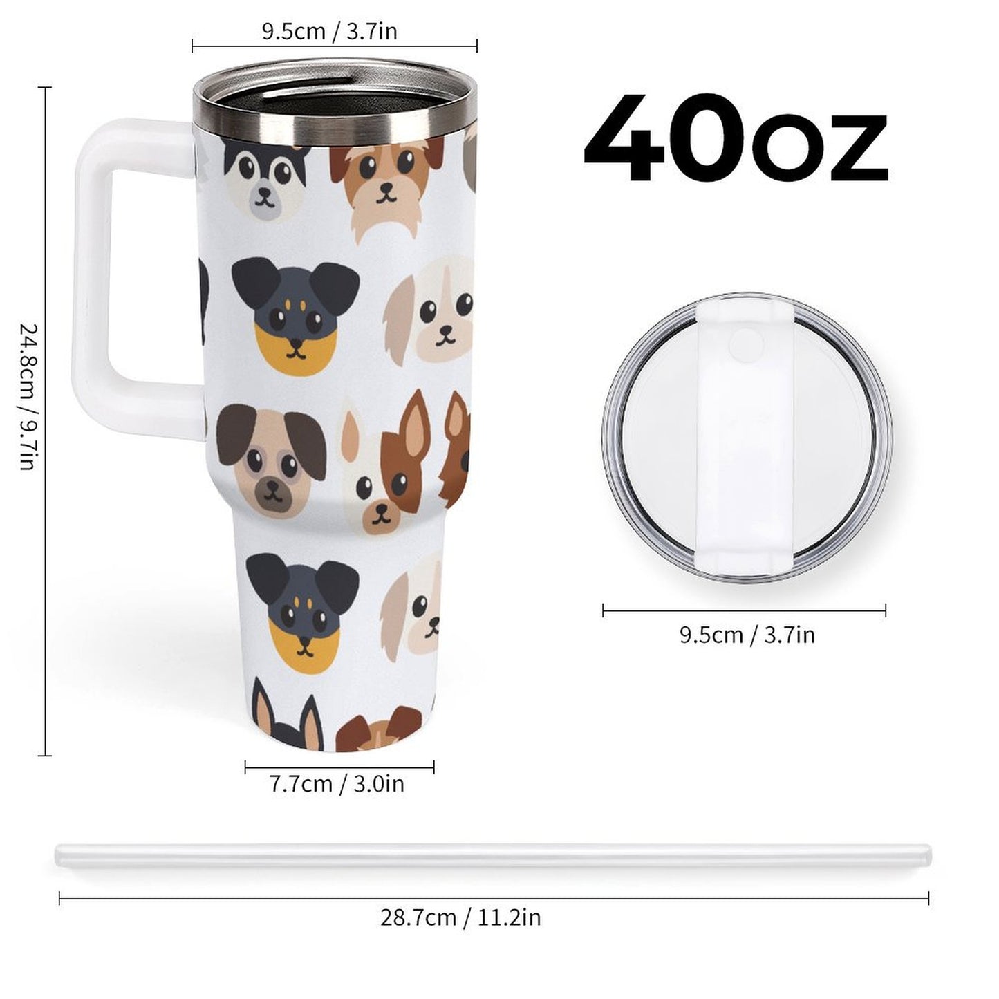 PHDT00240 POD US Local Tumbler 40 oz Large Capacity Car Cup Cartoon Dog