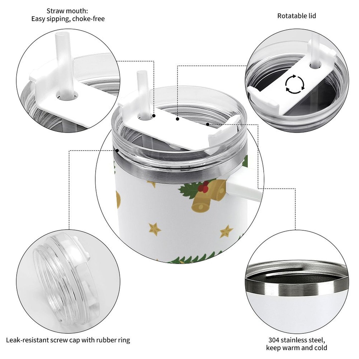 PHDT00318 POD US Local Tumbler 40 oz Large Capacity Car Cup Christmas Tree