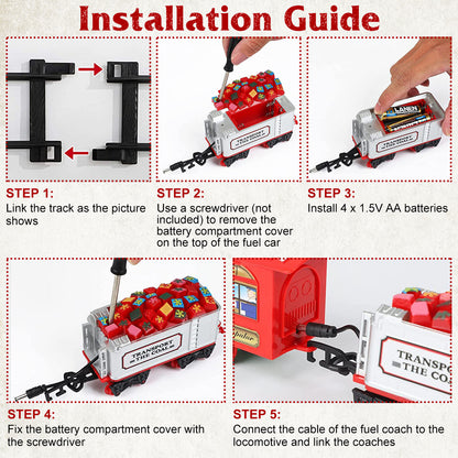 US Local Electric Train Set Kid Toy Xmas Steam Train Kit Tree Surround Track Battery Operated With Sound Light Santa Claus Christmas Gift