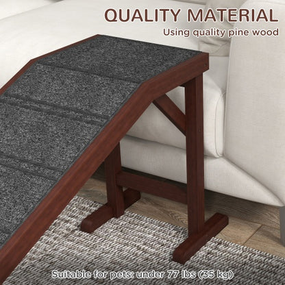 US Local PawHut Dog Ramp For Bed, Pet Ramp For Dogs With Non-Slip Carpet And Top Platform, 74 X 16 X 25, Brown