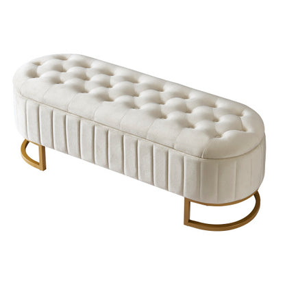US Local Elegant Fabric Velvet Storage Footstool