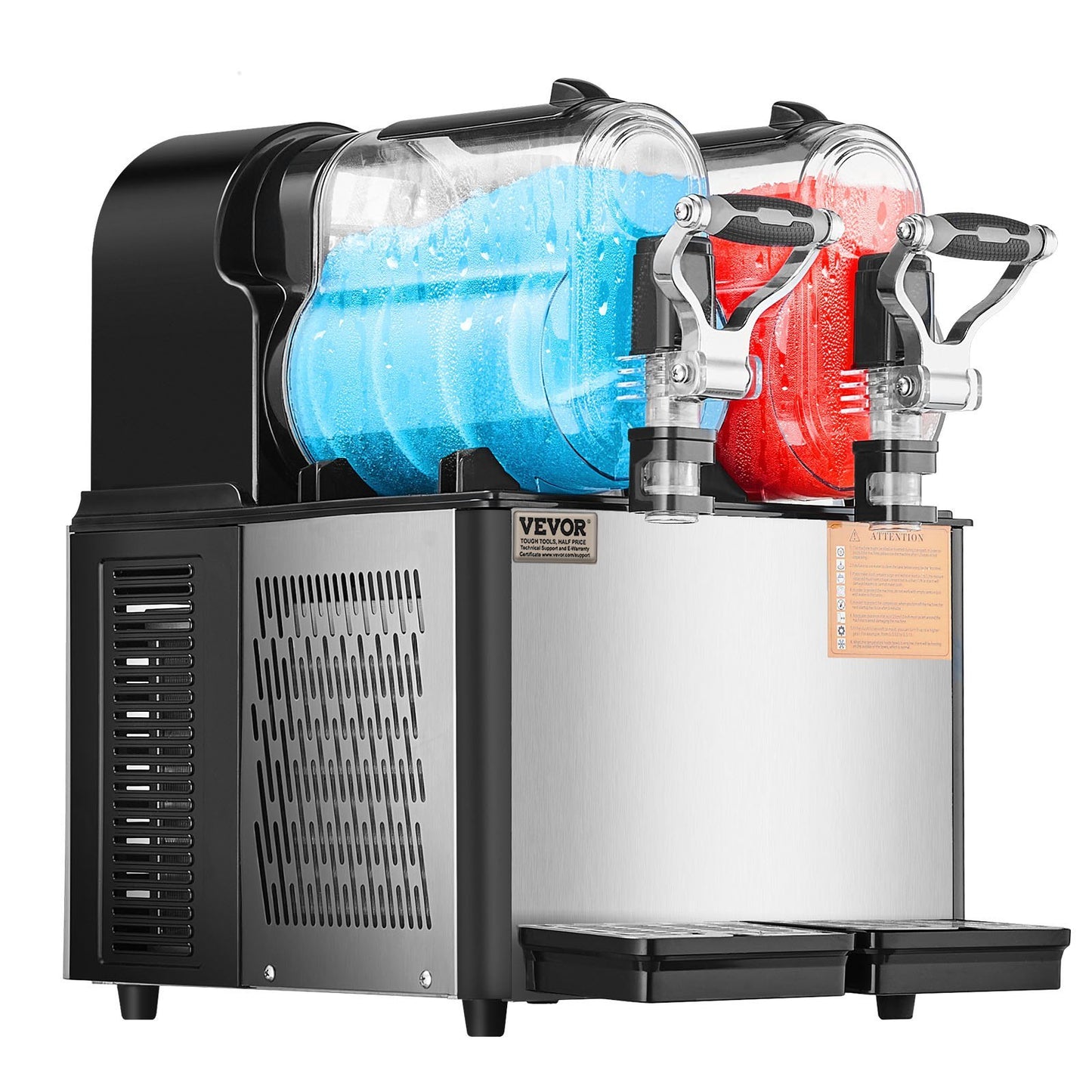 Commercial Slushy Machine, 3LX2 Tank Slush Drink Maker, Drink Machine With Temperature Preservation, Stainless Steel Home Slush Drink Machine With Automatic Clean, Black