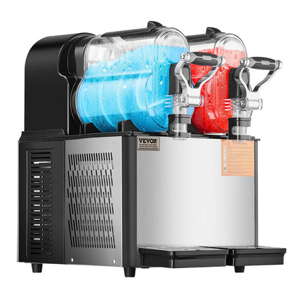 US Local Commercial Slushy Machine, 3LX2 Tank Slush Drink Maker, Drink Machine With Temperature Preservation, Stainless Steel Home Slush Drink Machine With Automatic Clean, Black