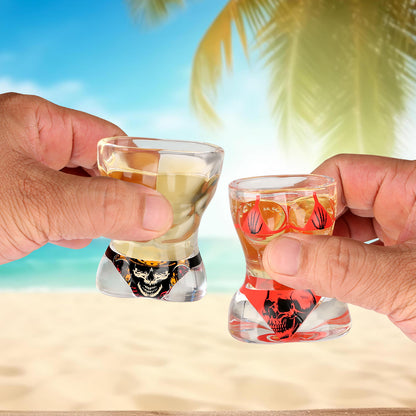 US Local 2 Pieces, Black Muscle Men's And Red Bikini Skull Style Glass Small Wine Glasses Bar Tools Christmas Gift, Halloween Gift, Birthday Gift, Company Party Gift, Universal Gift