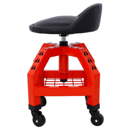 US Local Pneumatic 360 Degree Swivel Stool, Mechanics Rolling Creeper Seat, Heavy Duty Rolling Mechanics Stool, Shop Stool With Casters Red