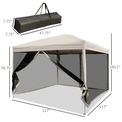 US Local 210D Oxford 10' X 10' Pop Up Canopy Tent With Netting, Instant Screen Room House, Tents For Parties,
