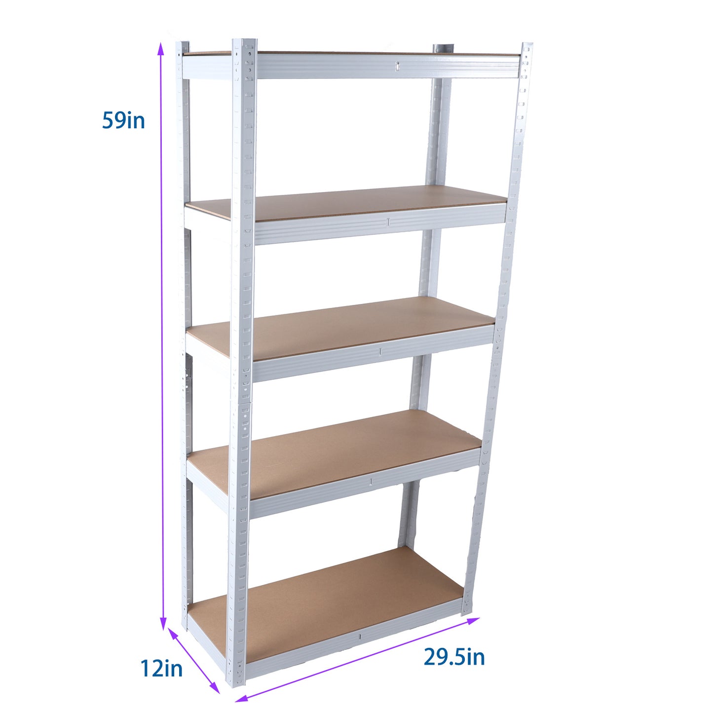 US Local 5 Layers Laminated White Metal Shelving Unit Adjustable Garage Storage Utility Rack Heavy Duty Shelf