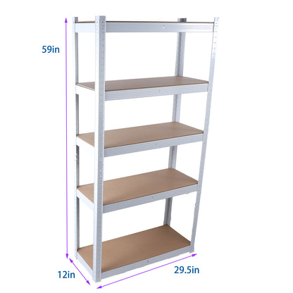 US Local 5 Layers Laminated White Metal Shelving Unit Adjustable Garage Storage Utility Rack Heavy Duty Shelf