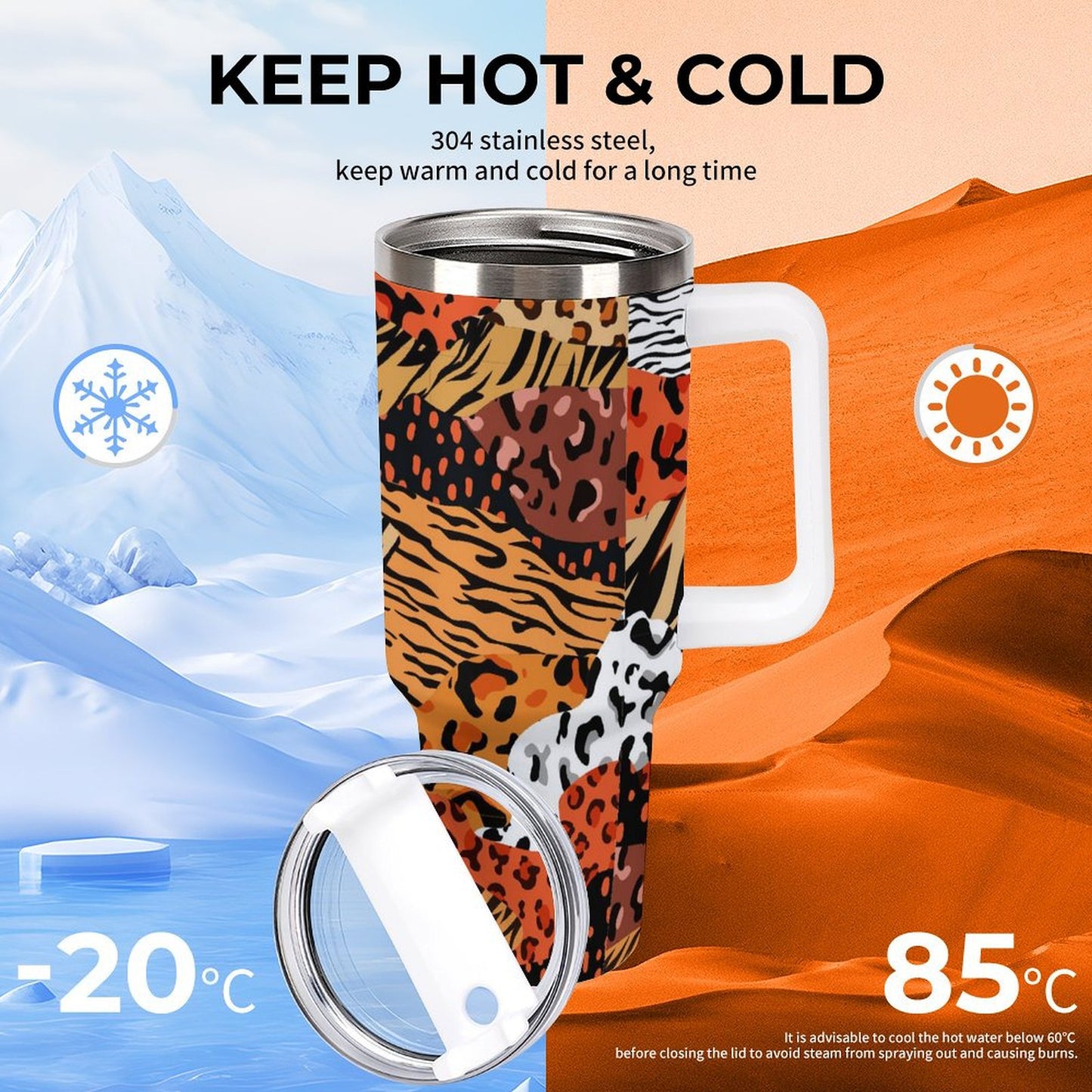 PHDT00184 POD US Local Tumbler 40 oz Large Capacity Car Cup Leopard