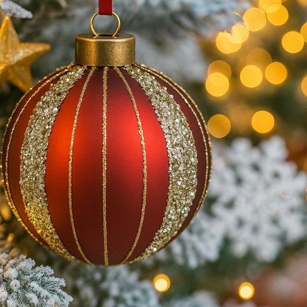 US Local 4 PCS Set  Christmas Glass Ball Ornaments Holiday Tree Hanging Decorations Party Decor Supplies FBA Shipment