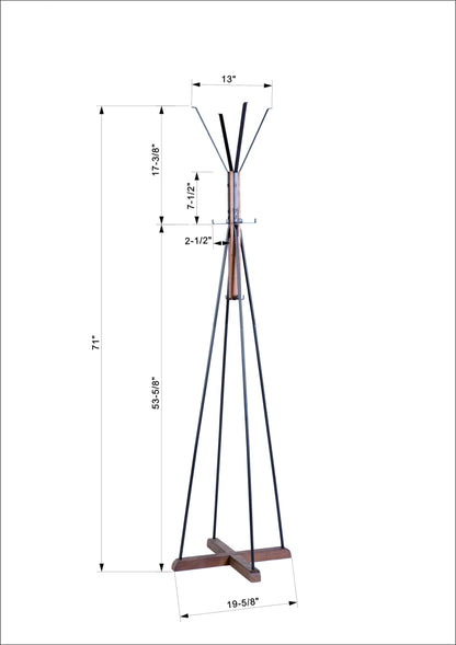 US Local Reclaimed Wood  Metal Coat Rack With Hooks For Bedroom, Living Room