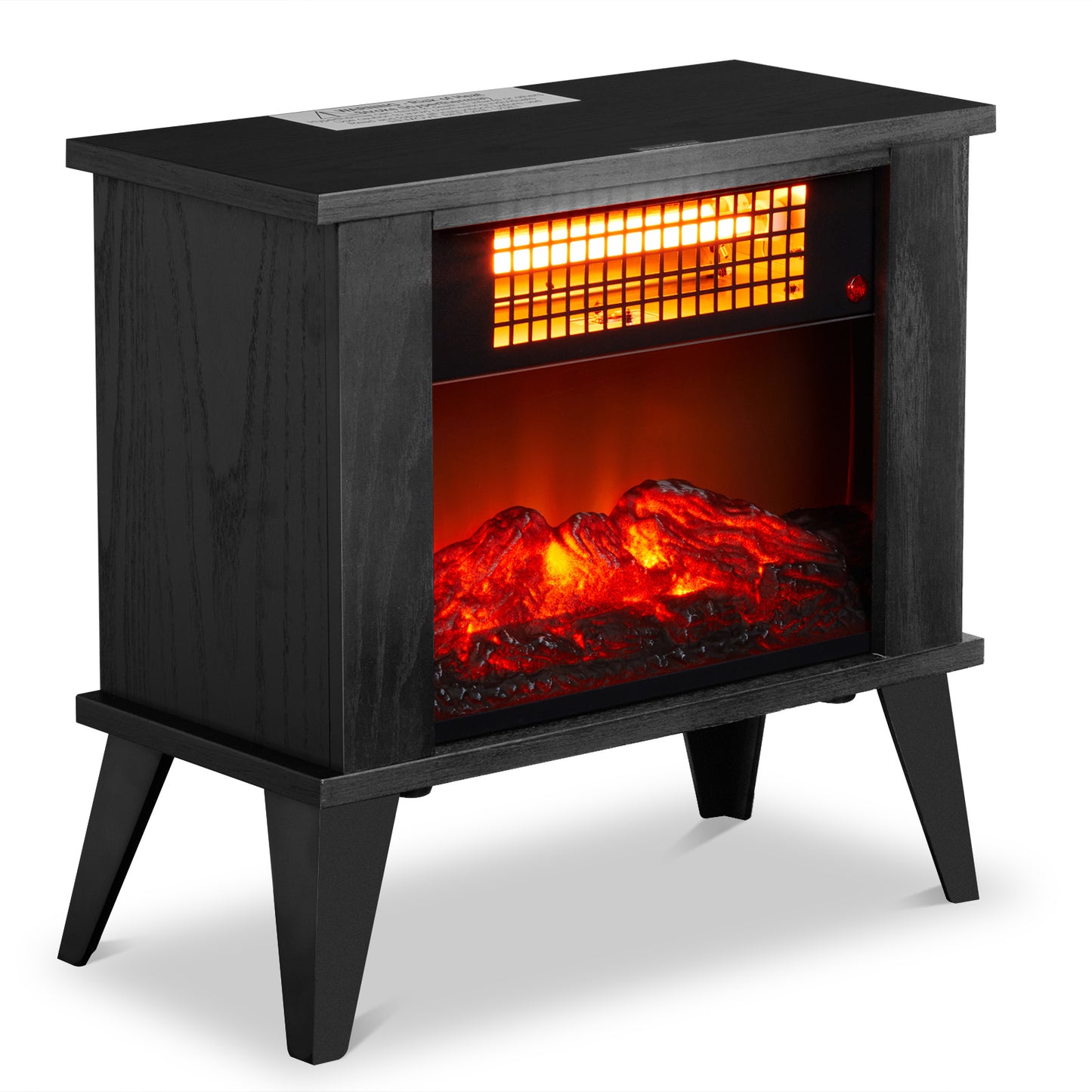 US Local ZOKOP HT1287B 120V 1000W 15in Fireplace Black Wood Free-standing - Quartz Tube - 2nd Gear Temperature Control - With Fake Firewood  - Single Color