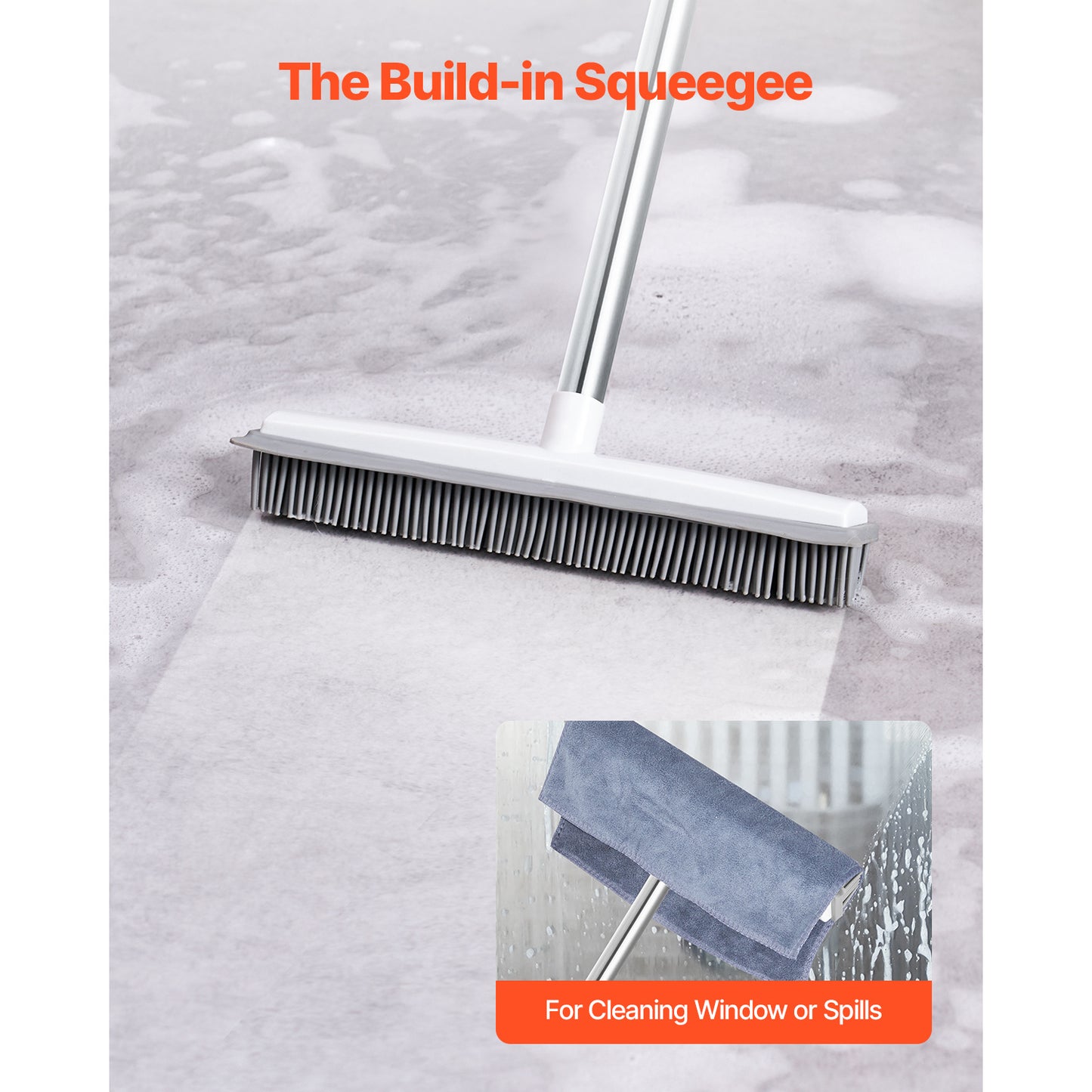 US Local Pet Hair Removal Broom 58.46 In Adjustable Long Handle Pet Hair Rubber Broom