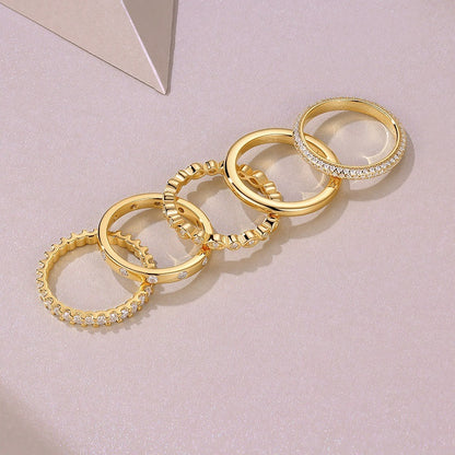 Golden Stars - Fashionable Men's And Women's Ring And Ring Jewelry Set With Moissanite S925 Sterling Silver And Gold-plated Diamond