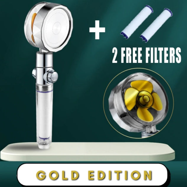 US Local Shower Head Water Saving Flow 360 Degrees Rotating With Small Fan ABS Rain High Pressure Spray Nozzle Bathroom Accessories