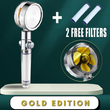 US Local Shower Head Water Saving Flow 360 Degrees Rotating With Small Fan ABS Rain High Pressure Spray Nozzle Bathroom Accessories