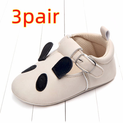 US Local Spring and autumn cartoon animal baby shoes matte leather non-slip soft bottom