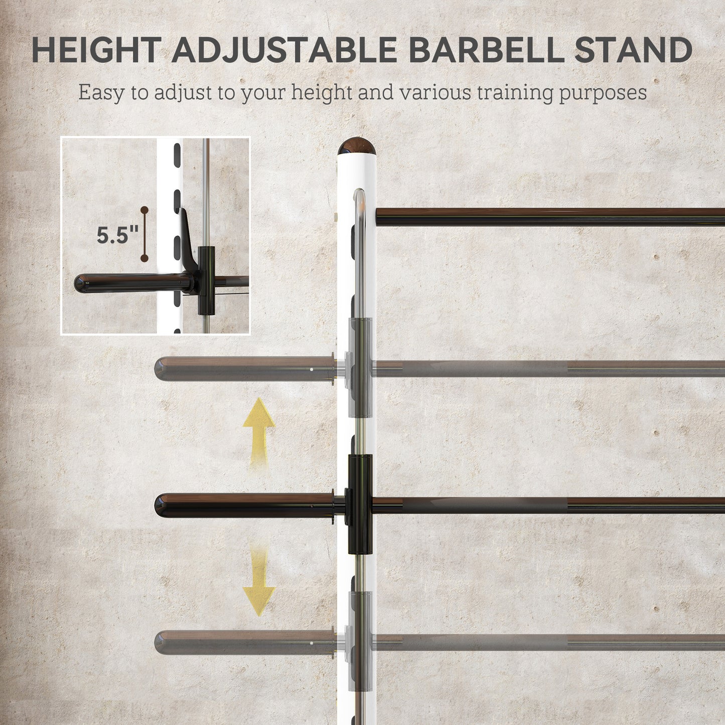 US Local Squat Rack With Pull Up Bar And Barbell Bar Adjustable Bench Press Multi-Function Weight Lifting Half Rack, White