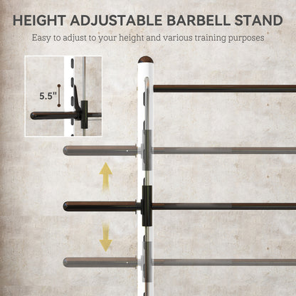 US Local Squat Rack With Pull Up Bar And Barbell Bar Adjustable Bench Press Multi-Function Weight Lifting Half Rack, White