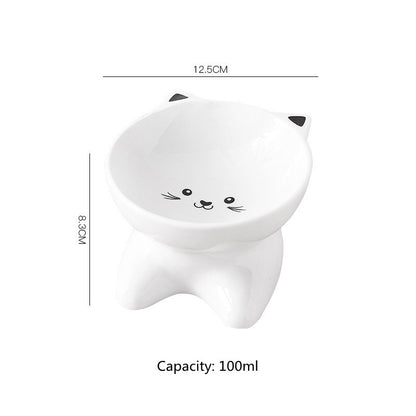 US Local Ceramic Small Cat Face Shape Pet Food Bowl Cat Bowl Dog Bowl Universal And Easy To Clean