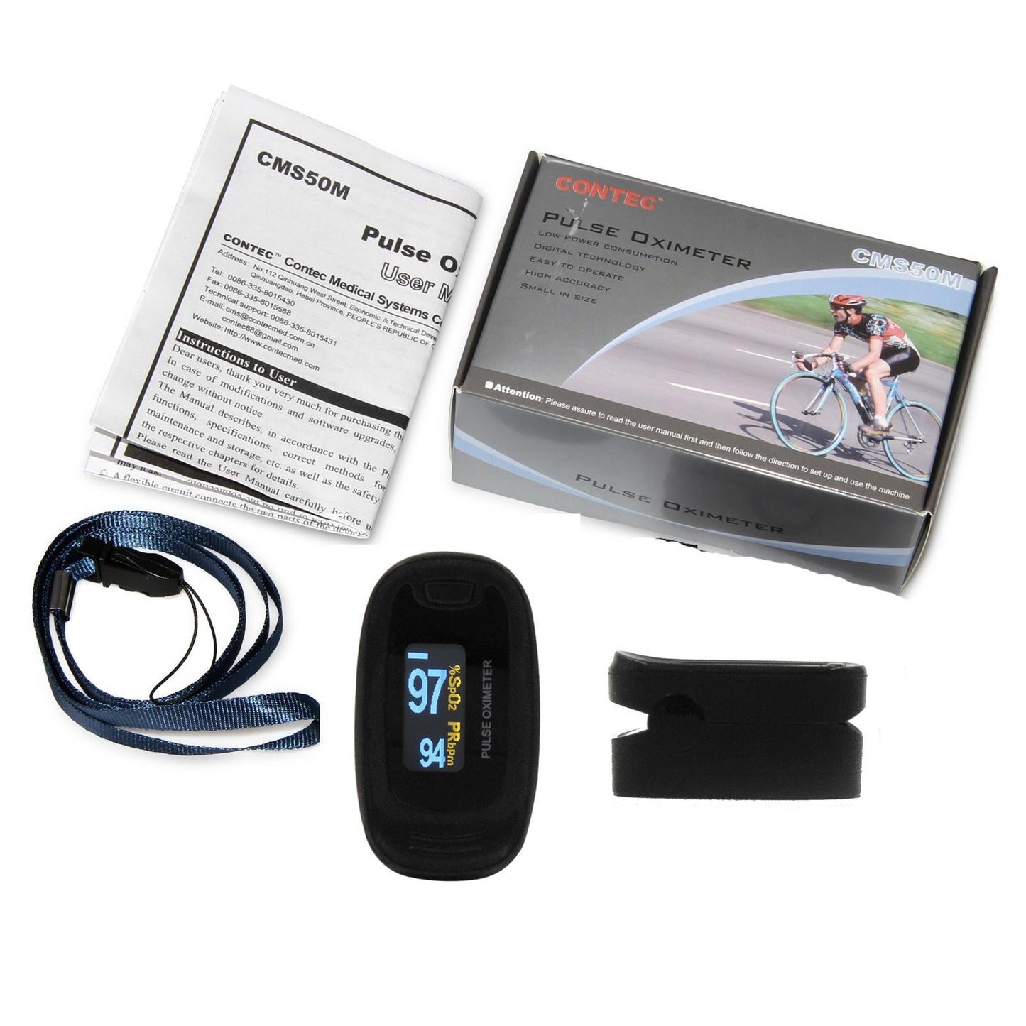 US Local Finger-clip Pulse Oximeter, Blood Oxygen Saturation And Heart Rate Monitoring, With Soft Case, FDA Approved