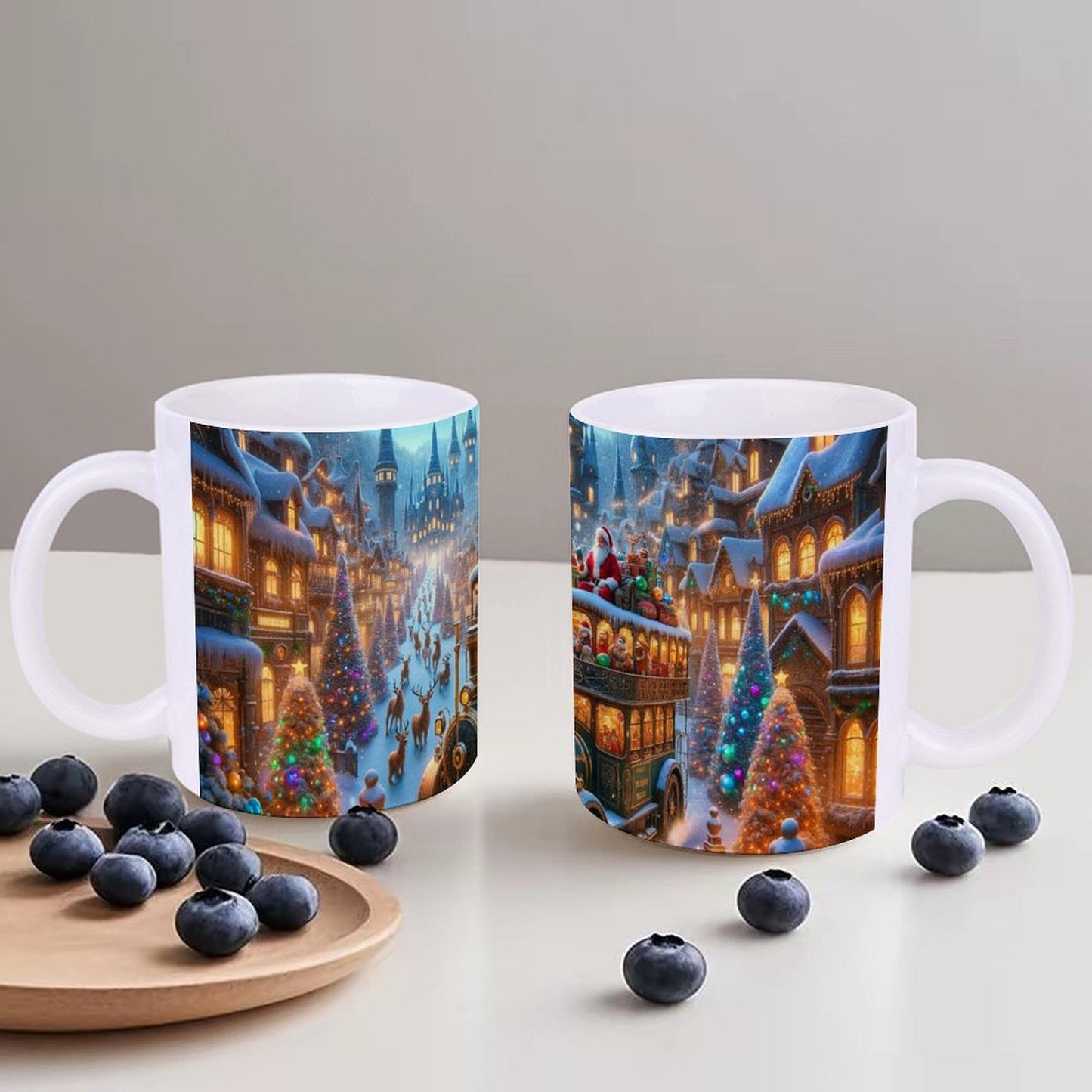 POD US Local White mug with full print, Christmas, Fairytale Town 0079